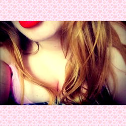 Red lips on woman's face