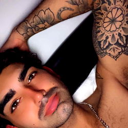 Asian tattoo model in relaxation pose