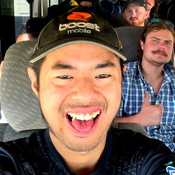 A Cheerful Selfie With His Fans on a Bus