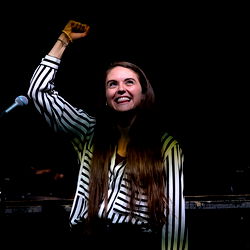 Allison Wojtowecz, a musician on stage in Austin, TX