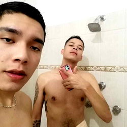 A candid moment shared by Onlyfans creators Alex and Xtian in the bathroom