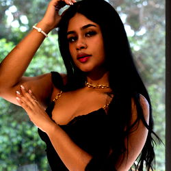 Model Ashley Serna with Dark Hair and Jewelry