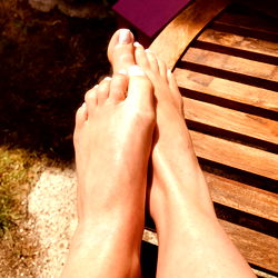 Footsie Queen: A London-Based Model Relaxes in the Sun