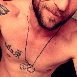 Jake from Minnesota, Tattooed Shirtless Model Posing for Selfie