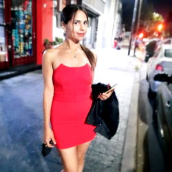 Aylin Sweet, Striking Pose on the Street at Night