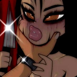 Fantasy Illustration of a character with a knife and a red umbrella