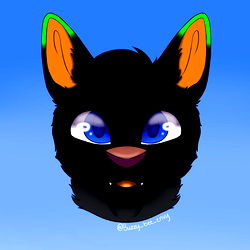 Stylized Illustration of a Black Cat with Animal-like Features