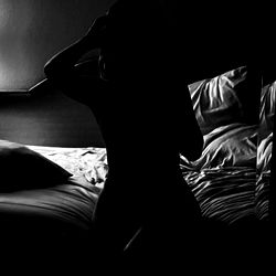 Intimate Moment of a Model in a Darkened Room