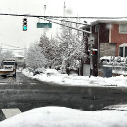 Slushy Snow-Covered Street in a Suburban Area